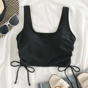 Small SHEIN Black Drawstring Side Bikini Top